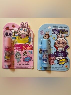 Labubu Kids Change Color Lip Balm - Strawberry (Pink) & Blueberry (Light Blue)